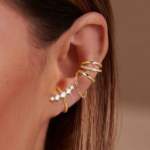 Dochais Ear Cuff Earrings for Women Non Piercing 14K Gold Plated Ear Cuff for Non Pierced Ears Clip on Cartilage Earring Dainty Fake Earrings3