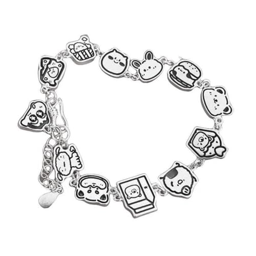 FDEETY Bracelet Argenté Animaux Kawaii Charms Bijou Manga Japonais Personnages Dessin Animé Accessoire Mignon
