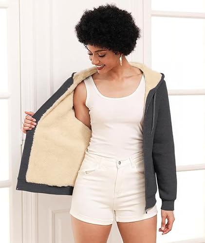 Image of SWISSWELL Hoodies for Women Winter Fleece Sweatshirt - Full Zip Up Thick Sherpa Lined Hooded Jacket