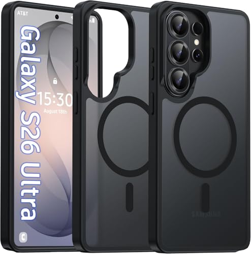 Image of MagPro case for Samsung Galaxy S26 Ultra 5G | MagSafe Compatible Protective Cover Strong Magnetic Adsorption Shockproof Armor Scratch Resistant Polycarbonate HardBack | Translucent Matte Black