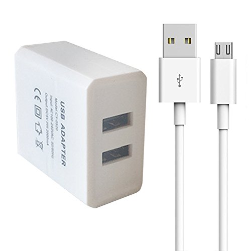 Dual USB Charger and Power Adapter for Fire Tablets and Kindle eReaders, Amazon Fire TV Stick, Fire 7 Tablet, Kindle Paperwhite E-Reader,Kindle Voyage E-Reader,HD 8 10 Tablet,Echo Dot(White)