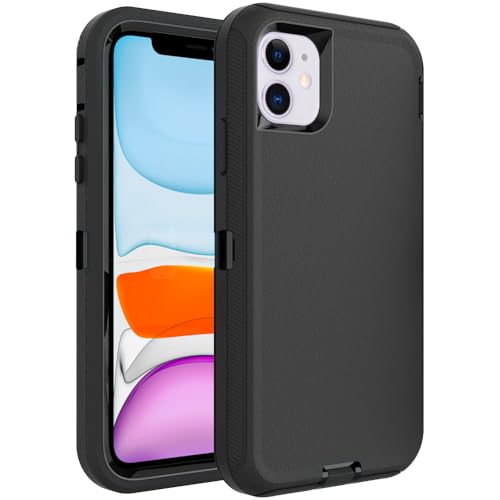 Image of Case for iPhone 11, Heavy-Duty Tough Rugged Shockproof Drop Protective Cover Phone Cases, Black