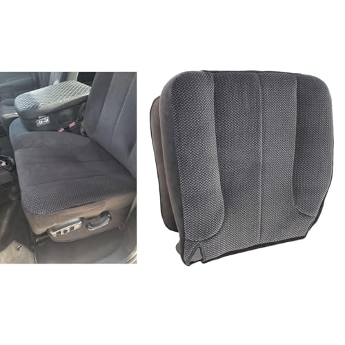 NLQR Front Driver Side Bottom Replacement Cloth Seat Cover Dark Gray Compatible with Dodge Ram Pickup 1500 2500 3500 4500 5500 SLT Laramie ST Custom Base 2002 2003 2004 2005