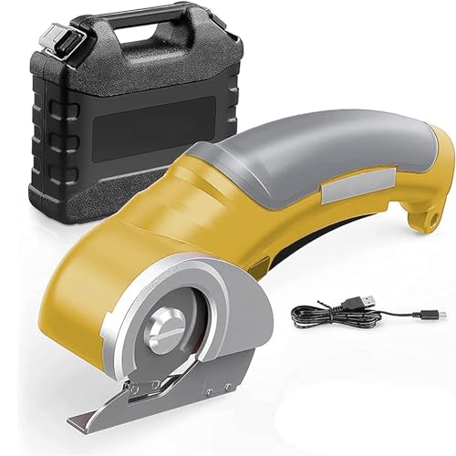 VNIOFSW Cordless Electric Rotary Scissors for Fabric and Cardboard Cutting, 2000mAh Rechargeable Handheld with Storage Box - Ideal for Crafting, Scrapbooking, and Leather Projects