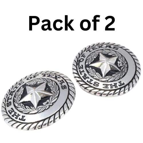Needzo Texas Seal Silver Toned Concho, Snap Closure Decoration for Leather Saddle or Belt, Cowboy Accessory for Men and Women, 1.125 Inches (2 Pack)3