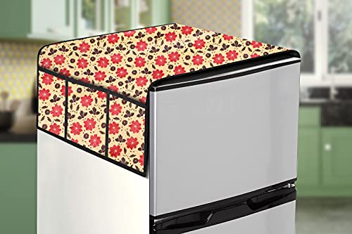 Image of Stylista Refridgerator top Cover Suitable for Samsung RR21C2H25CR /HL, 189 Liter Fridge, Dimension (WXD) 71x109 CM, Sprig Pattern Multicolor