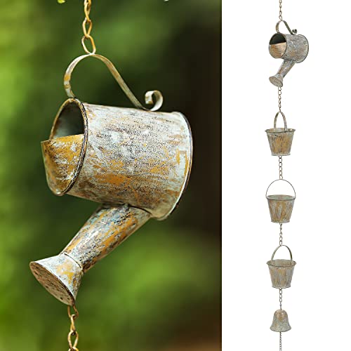 Jemeni Hanging Rain Chime with Bell, Watering Can and Buckets Accents, 47' H…