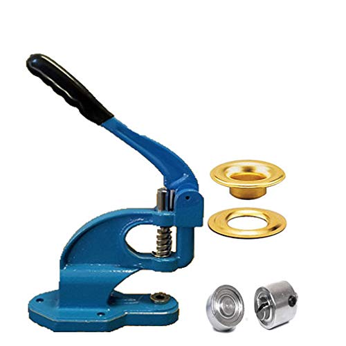 DSM Compact Hand Press Heavy Duty Grommet Machine Hole Punch Tool 500/1000 Grommets Changable Die 3 4 or 5 (#4 Die w/ 500 Grommet, Silver Color)