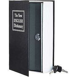 Maletin Con Llave Amazon Basics - Caja de seguridad en forma de libro - Cerradura con llave - Grande, Negro