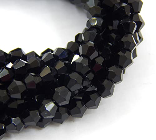 90x Bohemian Crystal Pearls 4 mm Double Cone Czech Pearls Glass Beads Bicone Beads Black, Klein