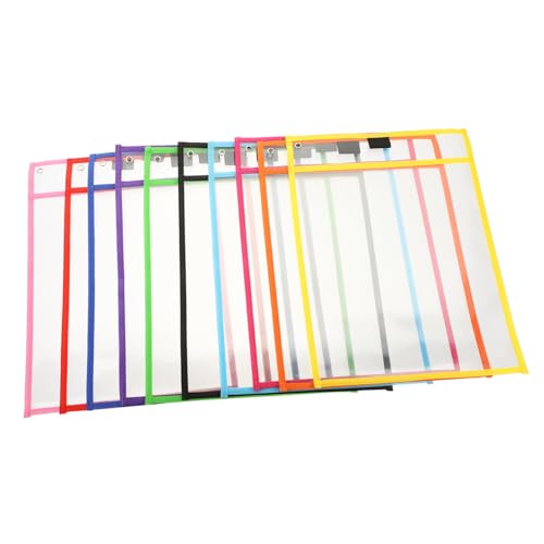 Pochette effaçable à sec Zerodeko transparente réutilisable pour bureau en lot de 10 pièces