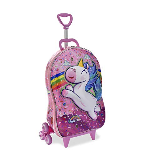 Mochila Escolar 3D com 6 Rodinhas Cute Unicorn Sweet - Maxtoy