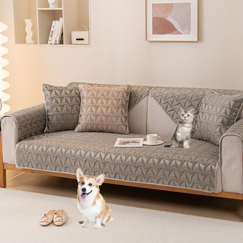 Housse de canapé sectionnelle en velours gris doux 110x110cm - 2