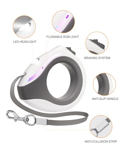 Retractable Dog Leash Extendable Strong Leash for Large Medium Small Dogs with Light Free One-Hand 3m Up to 80kg, Dog Poop Bag with Dispenser and Collapsible Dog Bowl Retractable Dog Leash Extendable Strong Leash for Large Medium Small Dogs with Light Free One-Hand 3m Up to 80kg, Dog Poop Bag with Dispenser and Collapsible Dog Bowl