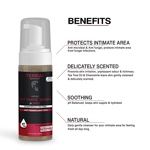Image of Natural Intimate Wash for Men | Anti Bacterial, Anti Itch, Anti Odour, Anti Fungal | pH Balanced Foam Based Hygiene Wash | Sea Buckthorn, Tea Tree Oil & Oud 150ML