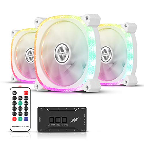 ABKONCORE LED CPU Cooler White CF120 3 in 1 I Over 62 LED Modes I 5V ARGB Spectrum SYNC I Premium Low Noise PWM Cooling Fan I Premium Hydrobearing I Develooped High Static Pressure I Remote Controller