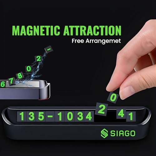 Image of SIAGO Car Dashboard Number Display | Mobile Number Display for Car Parking | Magnetic Number Stickers for Windshield | Temporary Contact Number Sign for Vehicles | SIA102