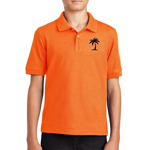 Girls Classic Golf Pique Polo Shirt Short Sleeve Collared Half Button Tropical Plant Print Tees Cotton Solid Tee Top2