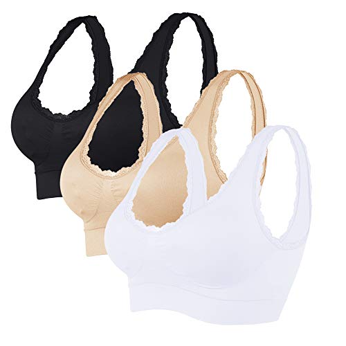 Vertvie Femme 1/3 PCS Sexy Soutien-Gorge de Sport Lingerie Bra Dentelle sans Armature Bra Bandeau Confortable
