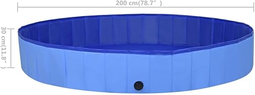 Miniatura 8 de SKM Piscina plegable para perros, color azul, 78.7 x 11.8 pulgadas, PVC
