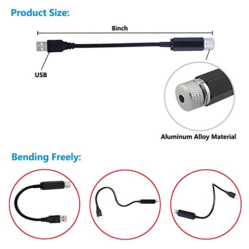 Ledcare Qvevdacar Usb Star Projector Car Roof Lights, Portable Adjustable Romantic Interior Car Usb Night Light Decorations For Car, Ceiling, Bedroom (Red) #TOP4