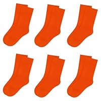 SIPCOLOR Kids Thin Crew Socks Viscose Bamboo Colorful Breathable Socks for Boy Girl Funny Solid Dress School Uniform 6 Pairs (US, Alpha, Small, Regular, Orange)