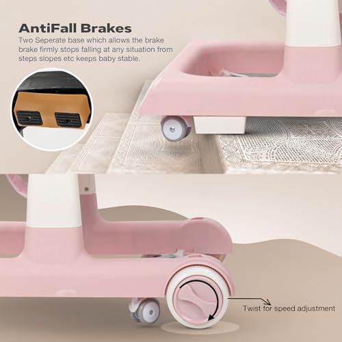 Image of Baybee Baby Walker for Kids with Height Adjustable & Tray, Activity Walker for Baby with Musical Toy Bar (Zeni Pink)