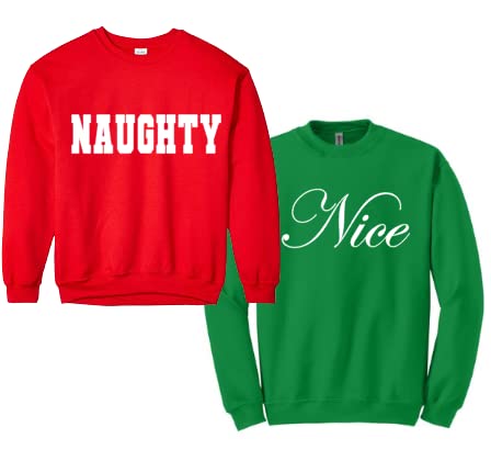 Naughty Nice red green naughty list santa holiday family party group Funny hoodie Sweater outside christmas gift social distancing
