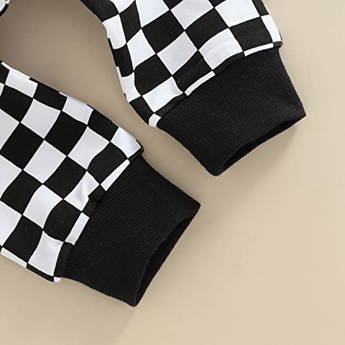 Toddler Baby Boys Girls Checkerboard Plaid Print Cotton Jogger Pants Kids Casual Athletic Elastic Waist Sweatpants (Aa Black, 0-6 Months) #TOP6
