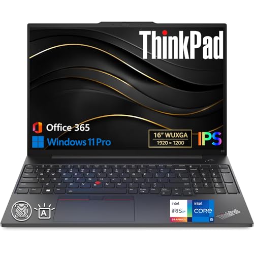 Image of Lenovo ThinkPad AI Laptop, 16 inch FHD IPS Display, Intel Core i5-1335U(>i7-1255U), 12GB RAM, 1TB(512GB SSD + 500GB Ext), Backlit KB, Fingerprint Reader, Ethernet, Win 11 Pro, MS 365 for the Web