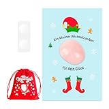 Scinzene Wichtelstein als magisches Geschenk und Wichtel Zubehör Weihnachten, natürlicher Rosenquarz Stein mit handgefertigter Karte, fantasievolles Wichtelgeschenk für Kinder, Wichtel Accessoire