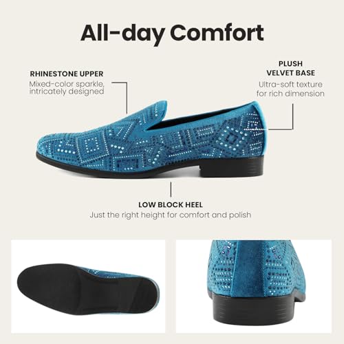 Image of Amali Men's Embellished Velvet Tuxedo Loafers, Smoking Slippers | Velvet slip-on smoking slippers with embellished upper for tuxedos, weddings and formal occasions