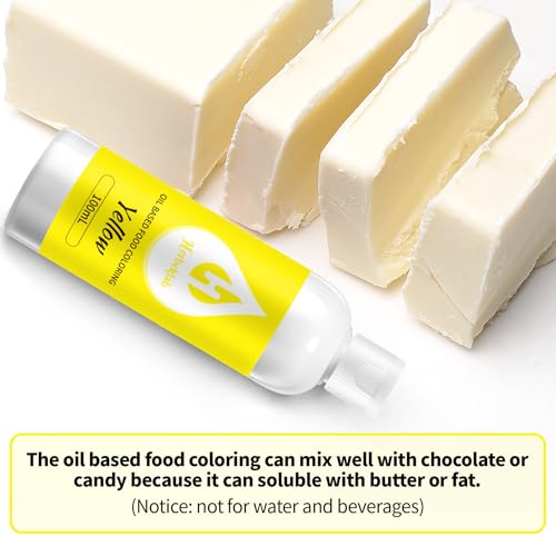 Image of Yellow Oil Based Food Coloring for Chocolate - Herbeklab 100ml Professional Concentrated Oil Food Dye for Candy Melts, Chocolate, Cake Pops, Strawberries & Baking