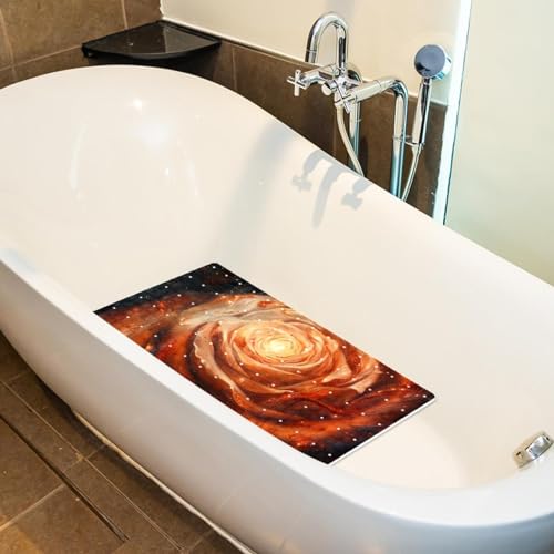 Alfombrilla de baño de PVC extralarga Orange Rose Galaxy con ventosas 6