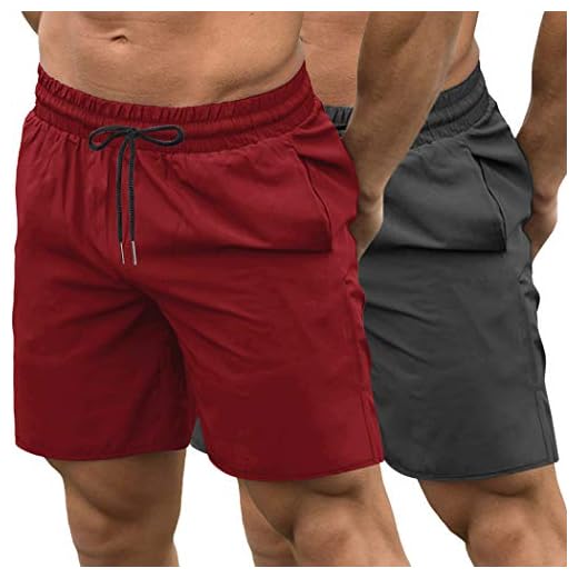 COOFANDY herr sport shorts 2 pack löpning kort snabbtorkande lätt träning fitness med dragkedja svart/röd XX-L
