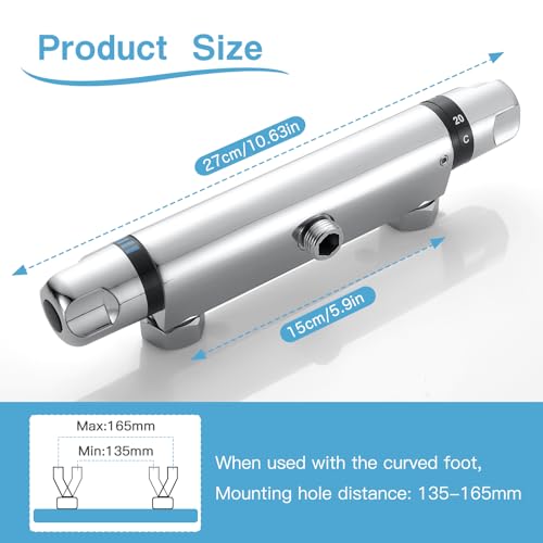 Thermostatic Shower Mixer Bar, AIMOYO Wall Mounted Shower Mixer Valve, Modern Anti Scald Thermostatic Shower Tap - Image 4