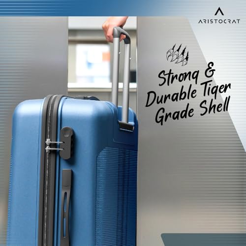 Image of Aristocrat Axis Set of 3 Trolley Bag 56, 66 & 76cm | Small+Medium+Large | Hard Luggage | Smooth 8-Wheel Suitcase | Combination Lock with Sturdy Zipper | 3-Year International Warranty (Dark Teal)