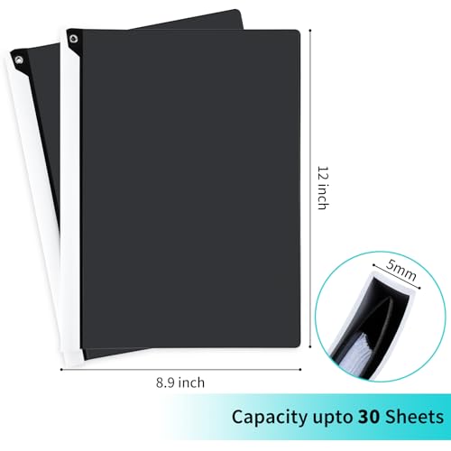 Report Covers with Swing Clip, Pack of 5, Clear Front Report Cover | Presentation Folders | Resume Folder, 30-Sheet Capacity, No Punch Needed (Black)