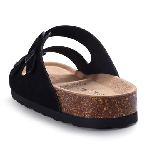 Image of KIDMI Unisex Summer Sandals Arch Support Cork Footbed Slide Sandals with Double Adjustable Buckle for Women Men