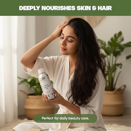 Image of VedaOils Virgin Coconut Oil for Hair & Skin 500ml | 100% Pure & Natural Lightweight Oil | Hydrates, Nourishes, Strengthens Hair & Softens Skin | Non-Greasy & Easy Absorbing