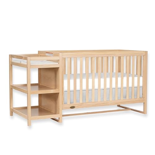 Image of Dream On Me Milo 5-in-1 Convertible Full-Size Baby Crib & Changer & Storage, Vintage White Oak, GreenGuard Gold & JPMA, 3 Mattress Heights, 1″ Changer Pad, Converts to Toddler, Day & Full-Size Bed