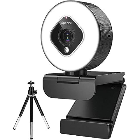 Cámara Web Spedal HD con Zoom 5X, Luz de Relleno Anular y Micrófonos Cover