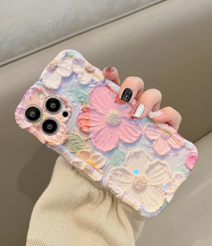 Coque iPhone 14 Pro silicone ondulé anti-dérapant fleur - 5