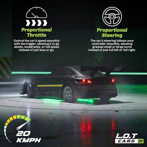 Image of L.O.T Toys Shadow RC Drift Car | 4WD 20Kmph, 2.4Ghz 100m Long Range Remote, Race-Ready ABS Body, Proportional Steering, Multi-Mode LED Lights (Asphalt Black)
