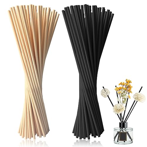 100 Piezas Palos Difusores de Palos Ambientador,Varillas difusoras de Esencial de habitación para Fragancia de Aroma,Palitos para Ambientador para Dormitorios y Oficinas (Negro,Wood Color)