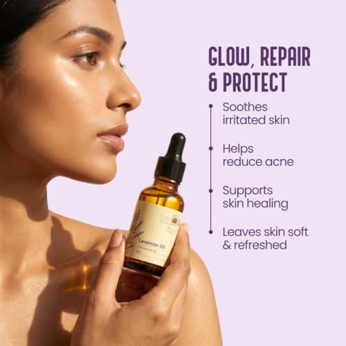 Image of My Pahadi Dukan Lavender Essential Oil 30 ml, Pure Natural Steam Distilled, Supports Healthy Hair & Growth, Skin Care, Hair Fall Control, and Relaxing Sleep, Organic, Undiluted, No Sulphate or Mineral Oil