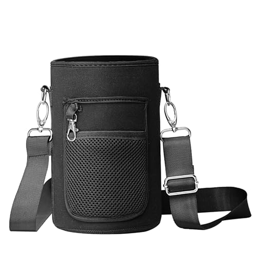 BUZIO Water Bottle Holder Carrying Pouch for Hydroflask 64oz Insulated Bottle- Carry Bag Sleeve with Phone Pocket and Adjustable Padded Shoulder Strap for Men Women Hiking Running Travelling