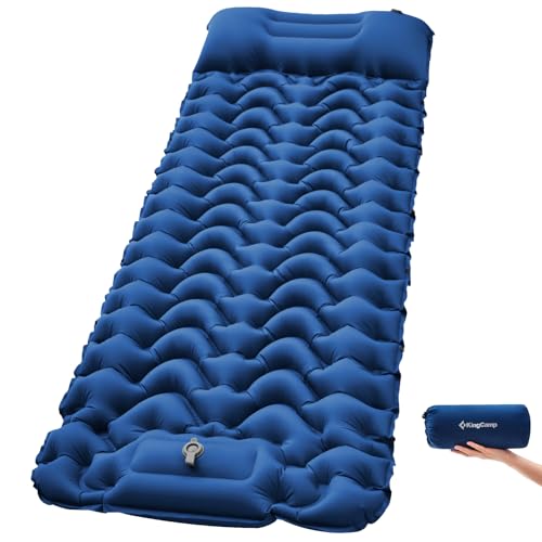 KingCamp materassino campeggio con pompa a pedale, materasso gonfiabile singolo con...