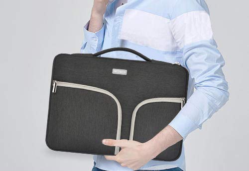 HESTECH Chromebook Case,11.6"-13 inch Water Repellent Polyester Vertical Protective Laptop Sleeve Bag Handle Front Pockets for Acer/HP/Samsung/MacBook air/Surface Pro3/4,Black - Thumbnail 6