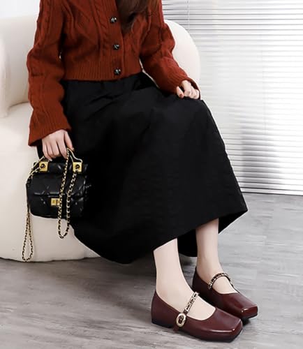 Ballet Flat Shoes for Women Glossy Round Toe Mary Jane Shoes PU Leather Commuter Ladies Flats for Dress Office4